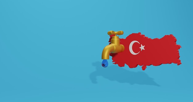 Crisi idrica e stagione secca in Turchia per infografiche e contenuti sui social media nel rendering 3D