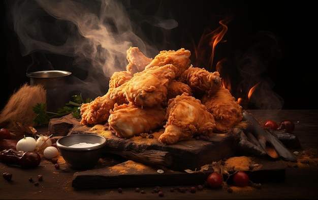 Crispy Fried Chicken Illuminazione in studio per la perfezione culinaria Generative By Ai
