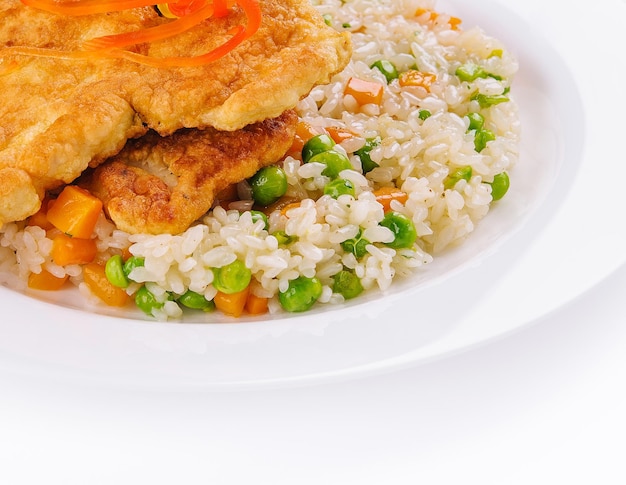 Crispy Southern Fried Pork Chops con risotto