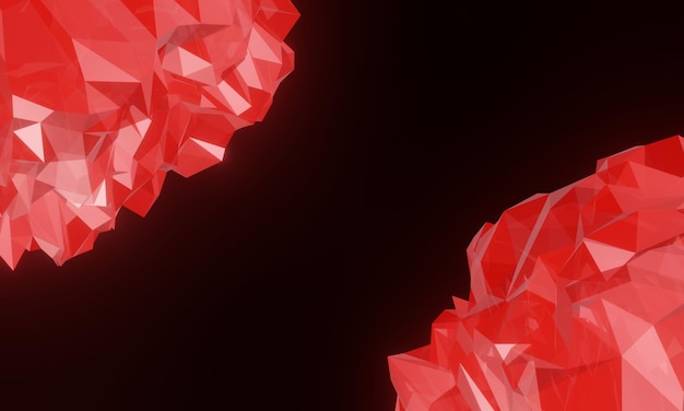 Cristalli rossi astratti resi 3D