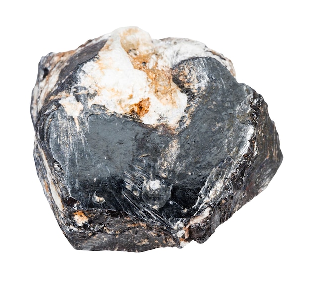 Cristallo di ematite grezzo isolato su bianco