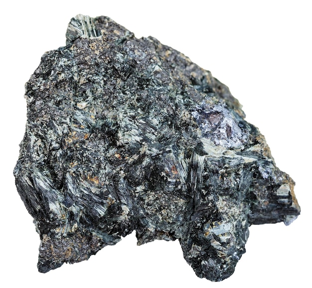 Cristallo grigio di molibdenite su roccia glaucofane