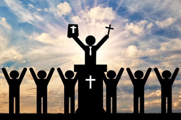 Cristianesimo concetto di religione. Icone di persone che predicano il cristianesimo.