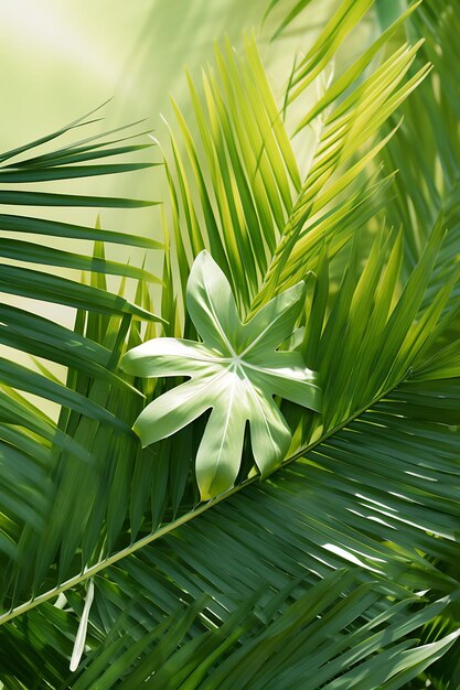 Croce sacra di bambù esotico e foglie di palma tropicale Decorati Croce Domenica delle Palme Foto Arte cristiana