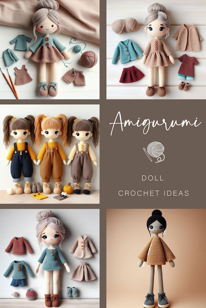 Crochet Amigurumi Dolls in turchese Dusty Pink Gray e Creamy Tone per bambini Crochet Ideas