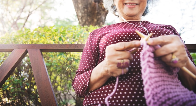 Crochet Senior Adult Hobby Handicraft Concept