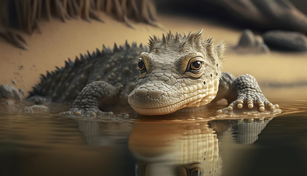 Crocodile_baby_in_the_water IA generativa