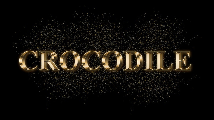 Foto crocodile effetto testo oro testo oro con scintille testo placcato oro effetto nome animale