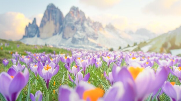 Crocus in fiore nelle Dolomiti