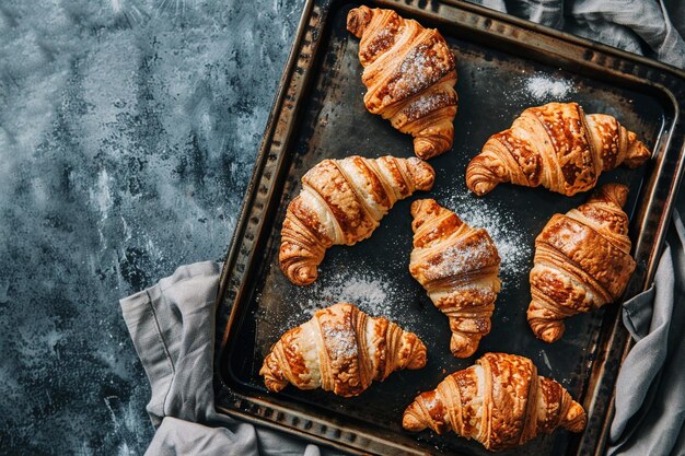 Croissant appena cotti su un vassoio