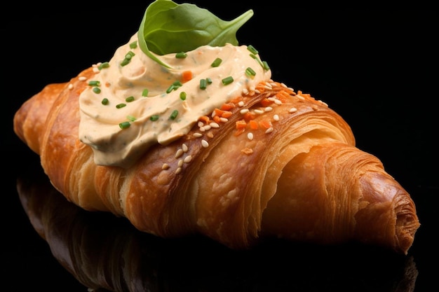 Croissant con formaggio a crema di basilico di pomodoro