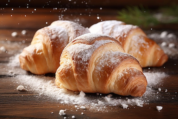 Croissant con un po' di zucchero in polvere