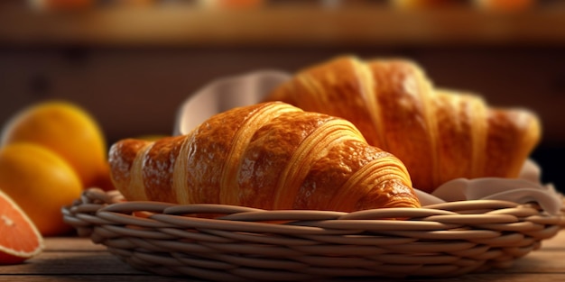 Croissant dessert torta spazio sfondo AI Generato