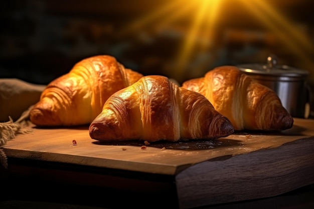 Croissant francesi freschi su un tavolo