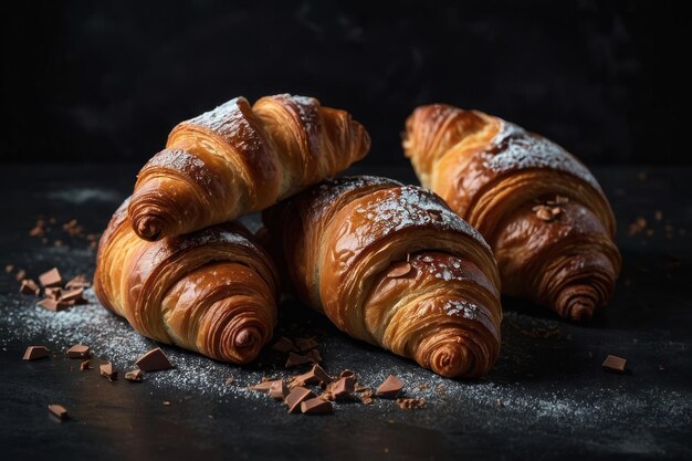 Croissant freschi assorti sul tavolo