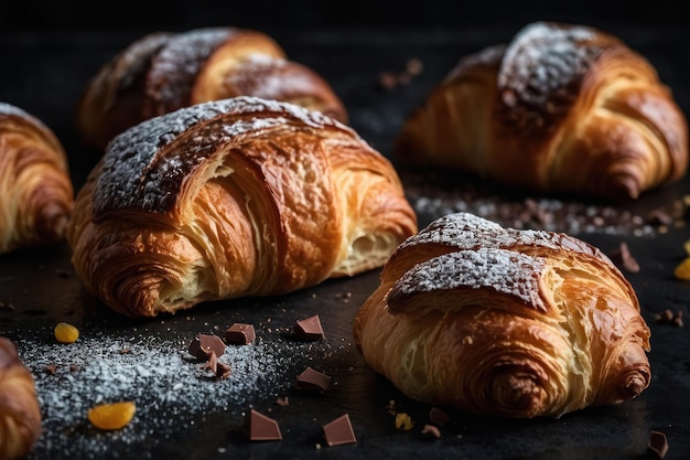 Croissant freschi assorti sul tavolo