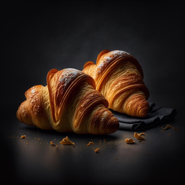 Croissant su sfondo nero