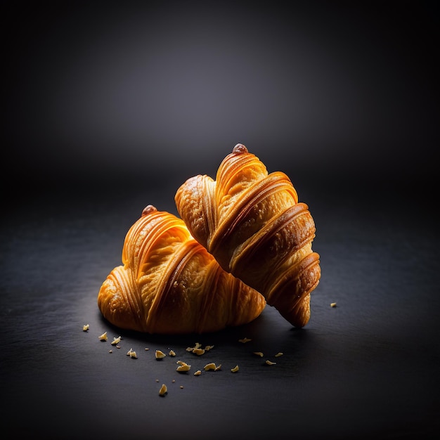 Croissant su sfondo nero