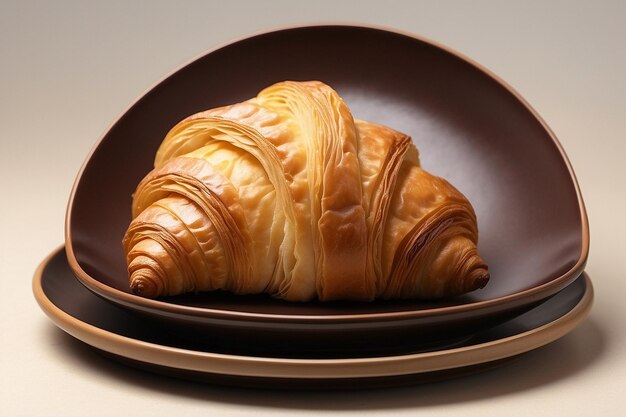 Croissant su un piatto marrone