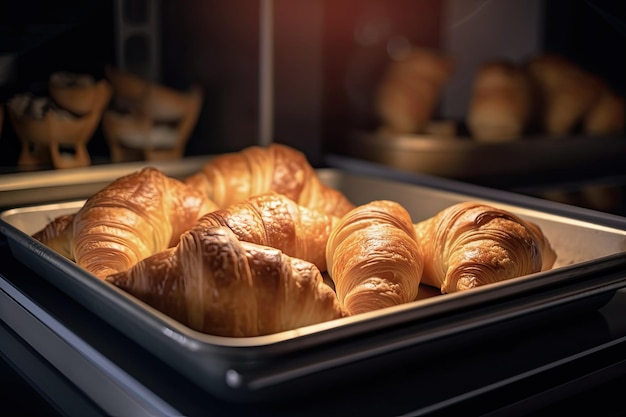 Croissant su un vassoio appena sfornati Ai generativa