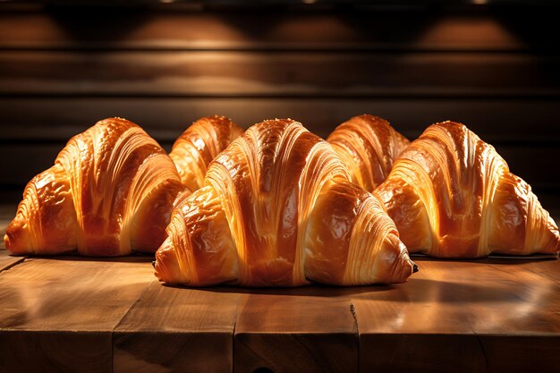 Croissant sul tavolo di legno