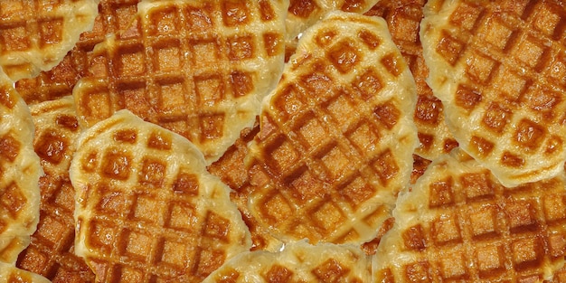 Croissant Waffle Croffle Flatlay Pattern Close up texture per lo sfondo o lo sfondo del cibo da dessert