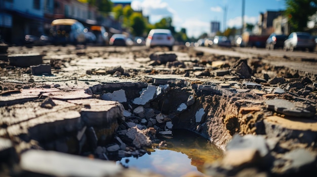 Crollo stradale rotto dal terremoto