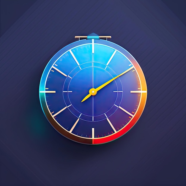 Cronometro Icona colorata del cronometro poligonale con stelle luminose e contorno su sfondo blu scuro
