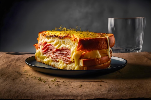 Croque Monsieur francese con formaggio prosciutto e senape di Digione