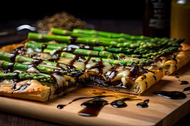 Crostata di asparagi con riduzione di balsamico e scaglie di parmigiano