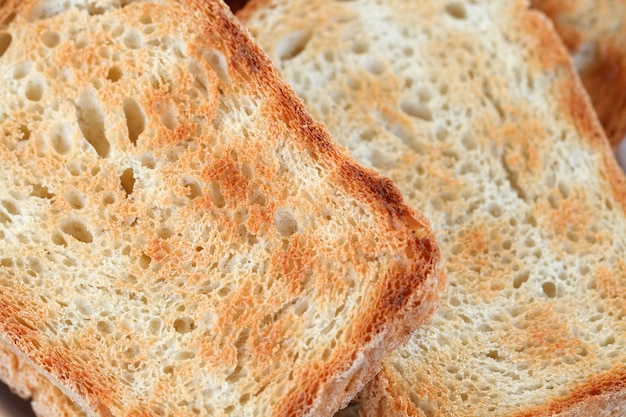 Crostini o crostini di pane vista ravvicinata fritti alla griglia