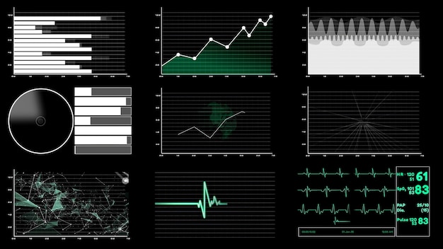 Cruscotto futuristico dell'interfaccia utente per l'analisi dei dati