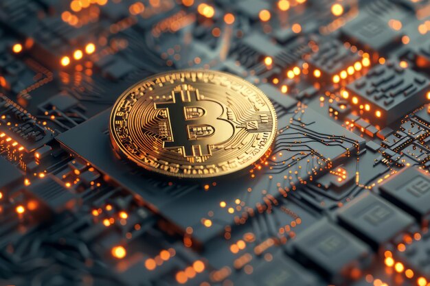 Cryptocurrency golden bitcoin affari di denaro virtuale e criptovalute