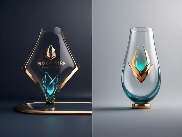 Crystal Clear Branding Eleva il tuo logo con un mockup di vetro 3D