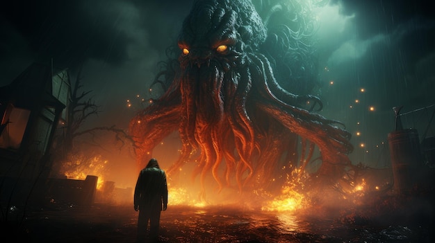 Cthulhu dal mondo di Lovecraft AI generativa