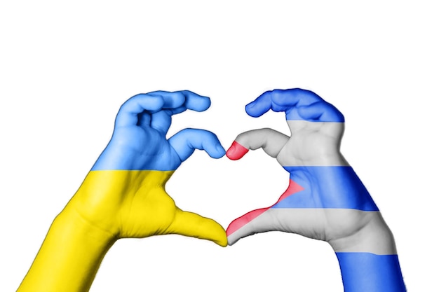 Cuba Ucraina Cuore, gesto della mano che fa cuore, prega per l'Ucraina