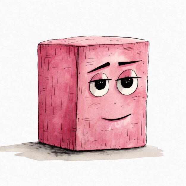 Cubehead fumetto espressivo rosa 9