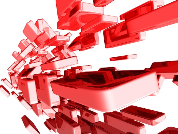 Cubi 3d rossi con effetti di luce lucida