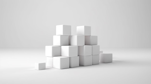 Cubi bianchi in una stanza bianca sullo sfondo