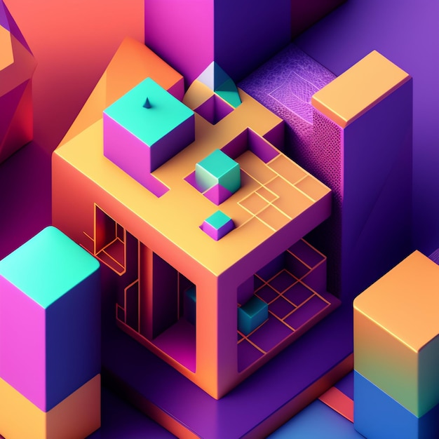 Cubi colorati con la parola cubo su di esso