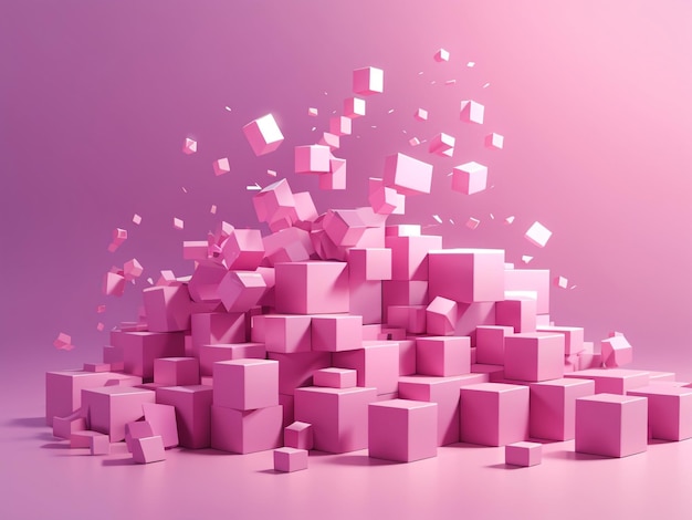 Cubi percentuali rosa che cadono su uno sfondo rosa 0