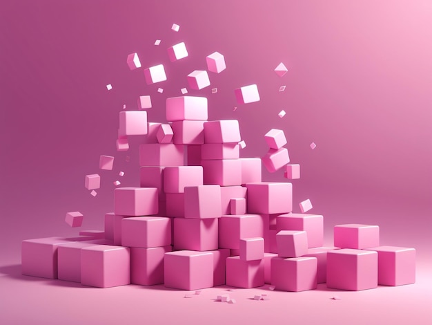 Cubi percentuali rosa che cadono su uno sfondo rosa 0