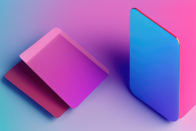 Cubi rosa e blu con la parola cubo sul fondo.