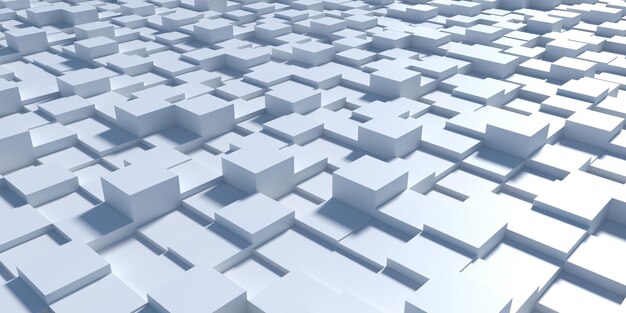 Cubo astratto con sfondo 3D a colore bianco rendering 3D