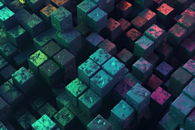Cubo colorato con varie forme e dimensioni IA generativa
