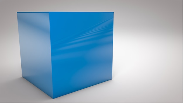 Cubo di plastica blu isolato