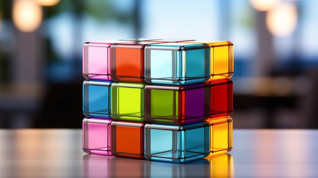 Cubo di Rubik colorato sopra un tavolo