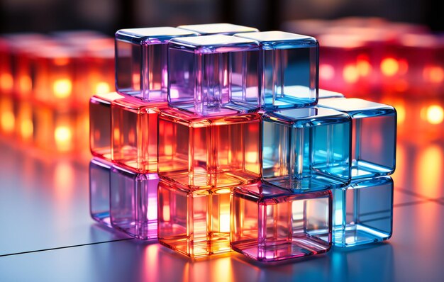 Cubo di Rubik di vetro rosa e blu