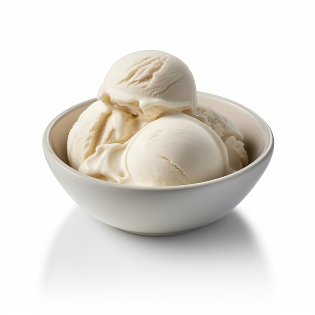 cucchiai di gelato bianco in una piccola ciotola