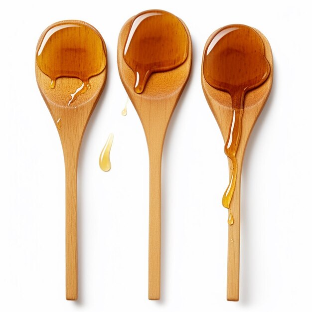 Cucchiai di legno con miele